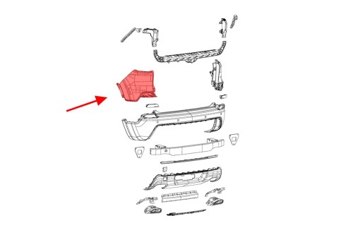 JEEP CHEROKEE V KL 2018+ PO LIFTINGU NAROŻNIK ZDERZAKA TYLNEGO LEWY 68407903AA