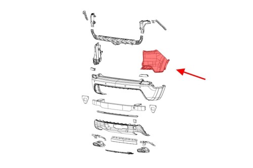 JEEP CHEROKEE V KL 2018+ PO LIFTINGU NAROŻNIK ZDERZAKA TYLNEGO PRAWY 68407902AA