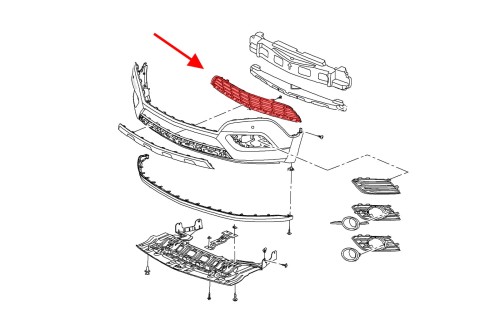 OPEL MOKKA I 2012-2016 PRZED LIFTINGIEM KRATKA PRZEDNIEGO ZDERZAKA ŚRODKOWA 95080698
