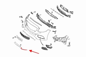 MERCEDES C-CLASS W205 2014-2018 PRZED FACELIFTINGIEM CHROMOWANA LISTWA PRZEDNIEGO ZDERZAKA LEWA A2058851374