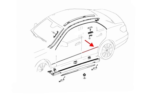 MERCEDES E-CLASS W212 2009-2013 PRZED FACELIFTINGIEM CHROMOWANA LISTWA TYLNYCH DRZWI LEWA A2126902962