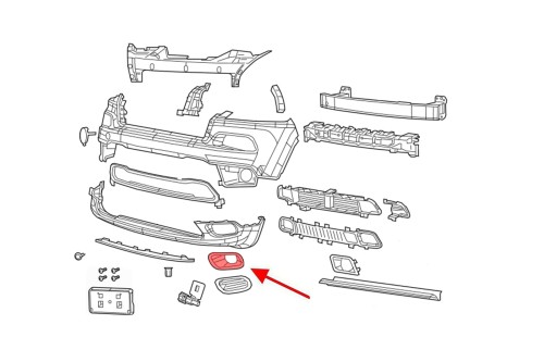 JEEP CHEROKEE V KL 2014-2018 PRZED LIFTINGIEM ZAŚLEPKA HALOGENU KRATKA ZDERZAKA LEWA 68203221AA
