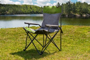 SKŁADANE KRZESŁO TURYSTYCZNE Z OPARCIEM SZARO-ZIELONE