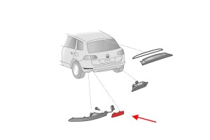 VOLKSWAGEN TOUAREG II 7P 2014-2018 PO FACELIFTINGU ODBLASK TYLNEGO ZDERZAKA LEWY 7P6945105A