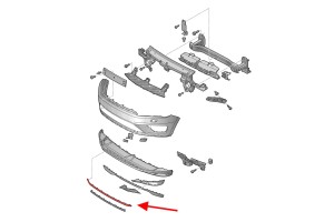 VOLKSWAGEN TOUAREG II 7P 2014-2018 PO FACELIFTINGU CHROMOWANA LISTWA PRZEDNIEGO ZDERZAKA ŚRODKOWA GÓRNA 7P68532452ZZ