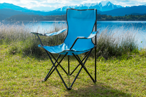 SKŁADANE KRZESŁO TURYSTYCZNE Z OPARCIEM NIEBIESKIE