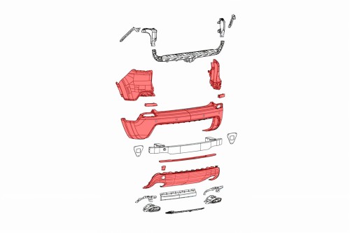 JEEP CHEROKEE V KL 2018-2023 PO FACELIFTINGU KOMPLETNY ZDERZAK TYLNY Z 4xPDC 68407957AA