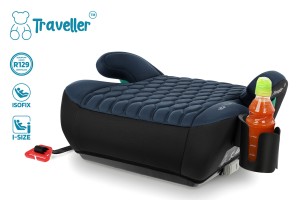 FOTELIK SAMOCHODOWY PODKŁADKA SIEDZISKO Z ISOFIX CZARNO-SZARY R129 125-150 CM 