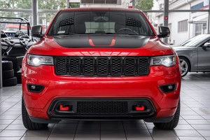 JEEP GRAND CHEROKEE IV WK2 2017-2021 PO DRUGIM FACELIFTINGU CZARNY KOMPLETNY ZDERZAK PRZEDNI BEZ PDC BEZ SPRYSKIWACZY Z CZARNYM GRILLEM 6EB83TZZAA